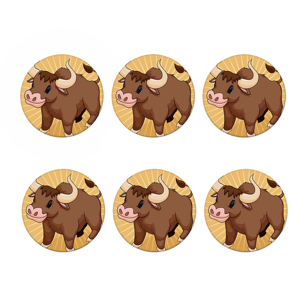 Cute Chinese Ox Zodiac Print Coaster Set