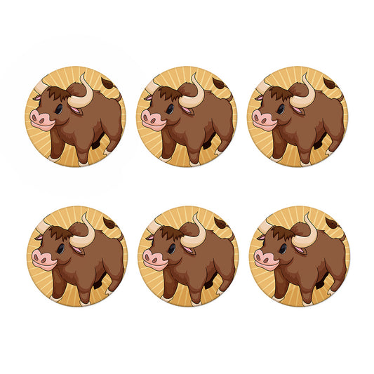Cute Chinese Ox Zodiac Print Coaster Set