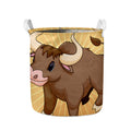 Cute Chinese Ox Zodiac Print Collapsible Laundry Basket
