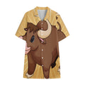 Cute Chinese Ox Zodiac Print Cotton Hawaiian Shirt