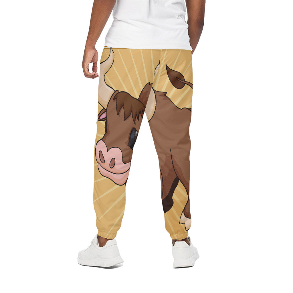Cute Chinese Ox Zodiac Print Cotton Pants