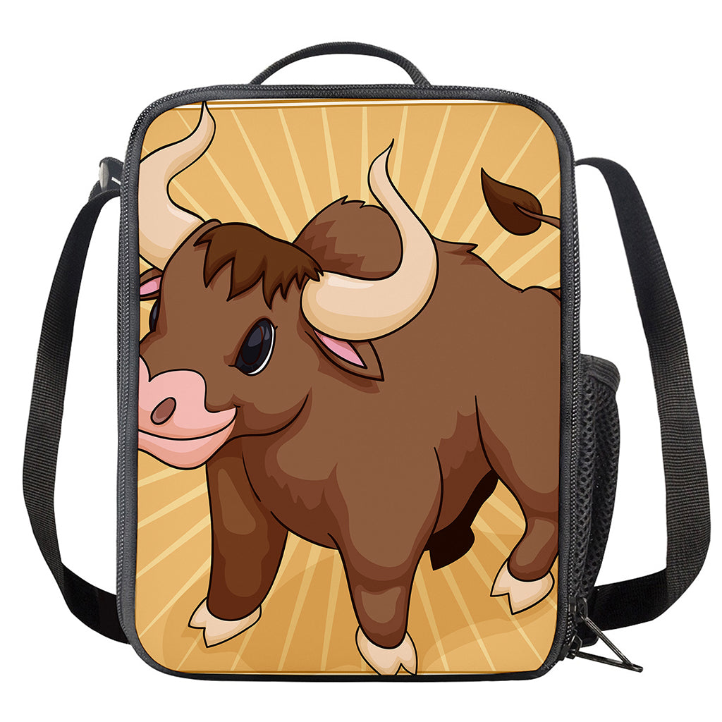 Cute Chinese Ox Zodiac Print Crossbody Lunch Bag