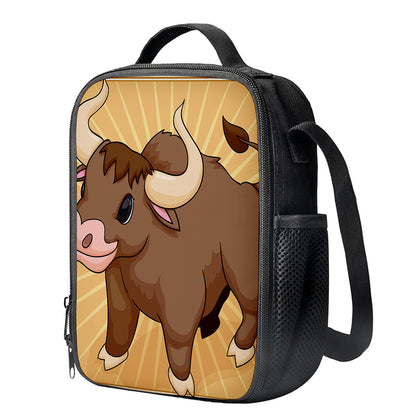 Cute Chinese Ox Zodiac Print Crossbody Lunch Bag
