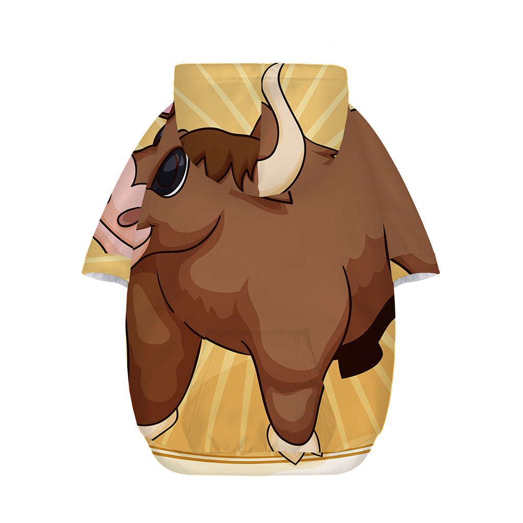 Cute Chinese Ox Zodiac Print Dog Zip Up Hoodie