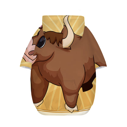 Cute Chinese Ox Zodiac Print Dog Zip Up Hoodie