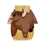 Cute Chinese Ox Zodiac Print Dog Zip Up Hoodie