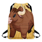 Cute Chinese Ox Zodiac Print Drawstring Backpack