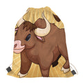 Cute Chinese Ox Zodiac Print Drawstring Bag