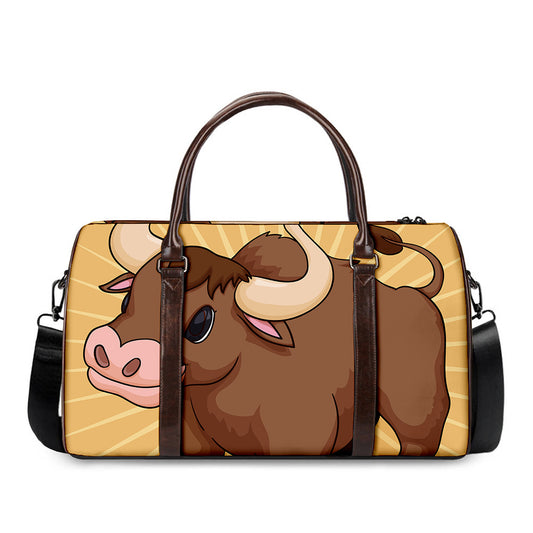 Cute Chinese Ox Zodiac Print Duffle Bag
