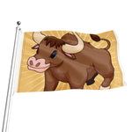 Cute Chinese Ox Zodiac Print Flag