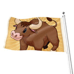 Cute Chinese Ox Zodiac Print Flag