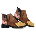 Cute Chinese Ox Zodiac Print Flat Ankle Boots