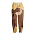 Cute Chinese Ox Zodiac Print Fleece Lined Knit Pants
