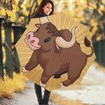 Cute Chinese Ox Zodiac Print Foldable Umbrella
