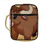 Cute Chinese Ox Zodiac Print Front Pocket Bible Bag