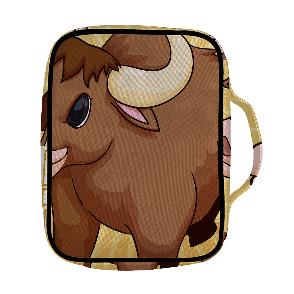 Cute Chinese Ox Zodiac Print Front Pocket Bible Bag