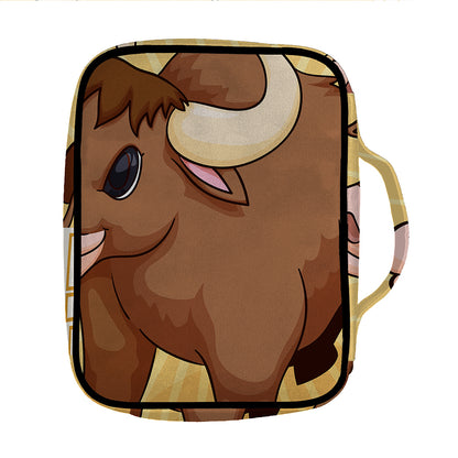 Cute Chinese Ox Zodiac Print Front Pocket Bible Bag