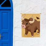 Cute Chinese Ox Zodiac Print Garden Flag