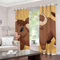 Cute Chinese Ox Zodiac Print Grommet Curtains