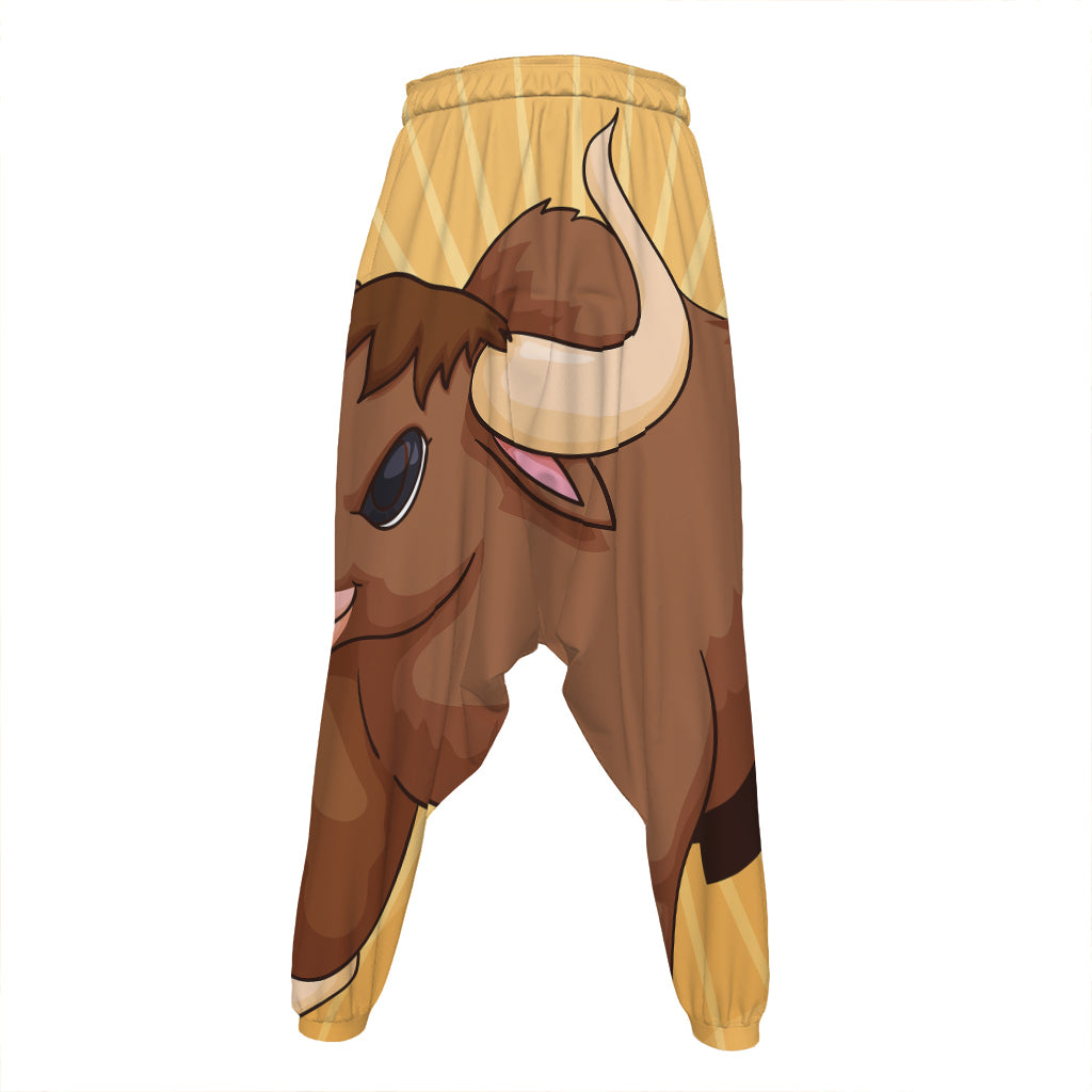 Cute Chinese Ox Zodiac Print Hammer Pants