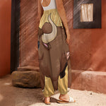 Cute Chinese Ox Zodiac Print Harem Pants