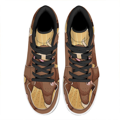 Cute Chinese Ox Zodiac Print High Top Leather Sneakers