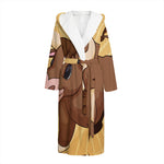 Cute Chinese Ox Zodiac Print Hooded Bathrobe
