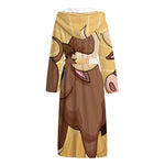 Cute Chinese Ox Zodiac Print Hooded Bathrobe