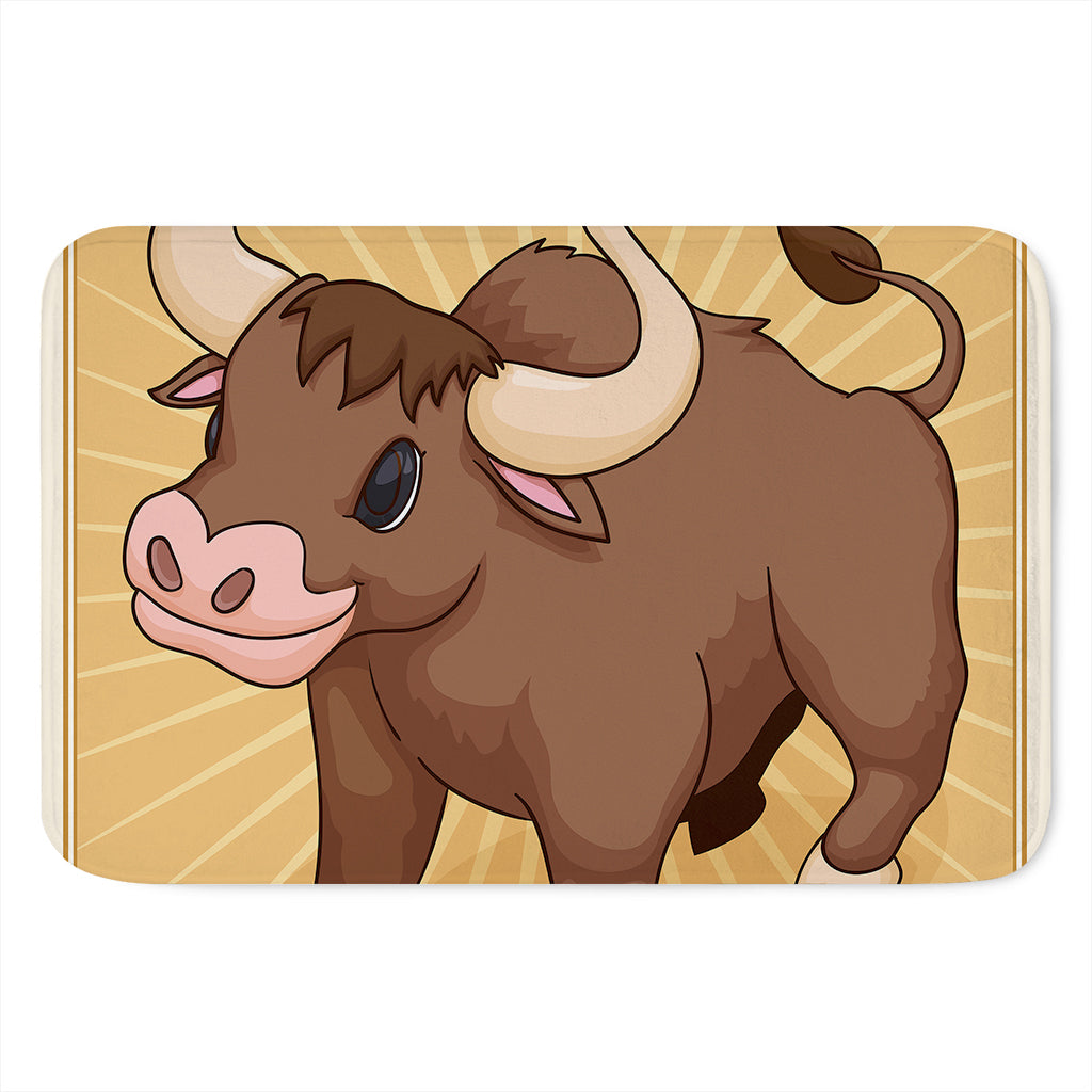 Cute Chinese Ox Zodiac Print Indoor Door Mat