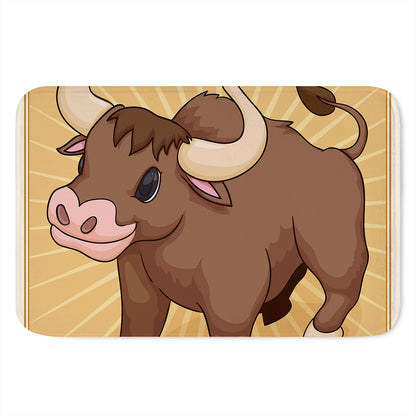 Cute Chinese Ox Zodiac Print Indoor Door Mat