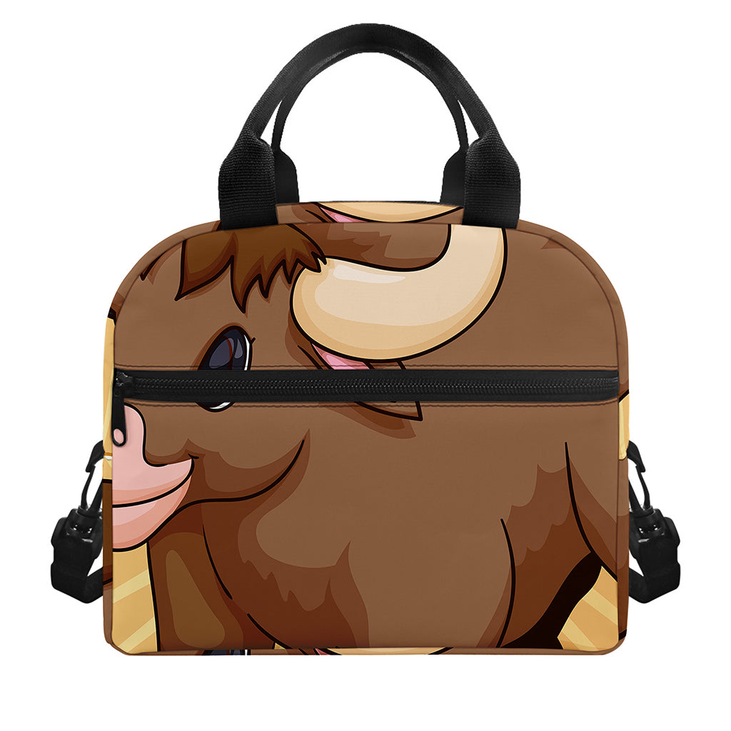 Cute Chinese Ox Zodiac Print Insulated Lunch Bag