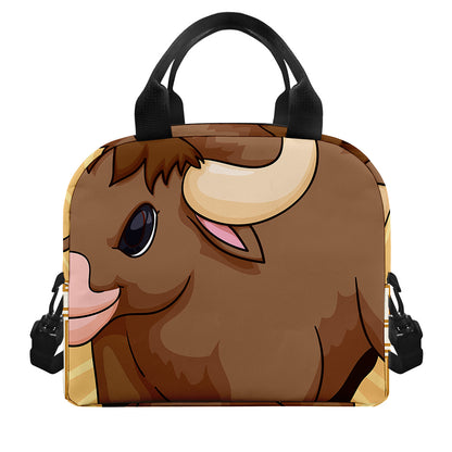 Cute Chinese Ox Zodiac Print Insulated Lunch Bag