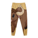 Cute Chinese Ox Zodiac Print Jogger Pants