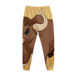 Cute Chinese Ox Zodiac Print Jogger Pants
