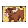 Cute Chinese Ox Zodiac Print Kitchen Mat