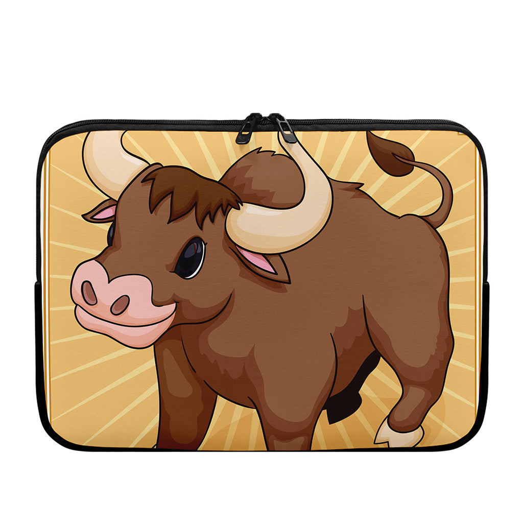 Cute Chinese Ox Zodiac Print Laptop Sleeve