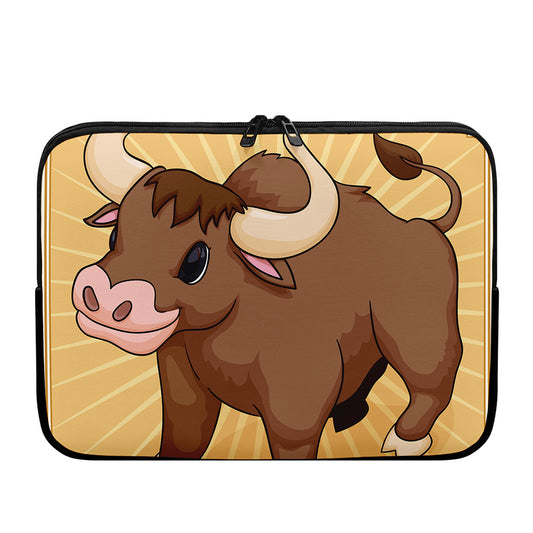 Cute Chinese Ox Zodiac Print Laptop Sleeve