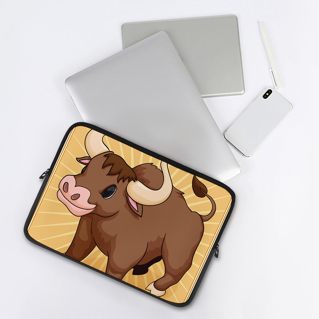 Cute Chinese Ox Zodiac Print Laptop Sleeve