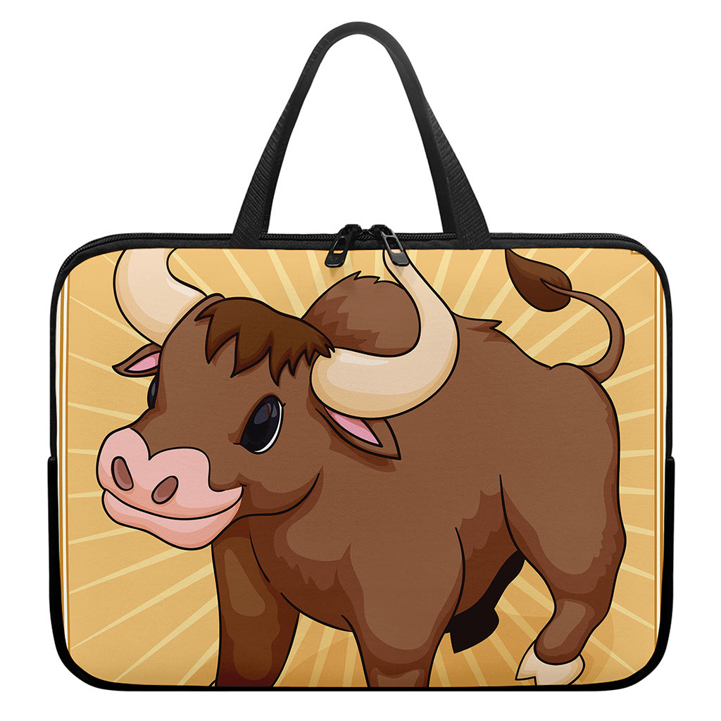 Cute Chinese Ox Zodiac Print Laptop Sleeve With Handle