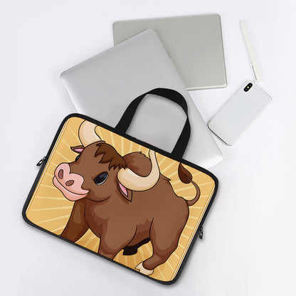 Cute Chinese Ox Zodiac Print Laptop Sleeve With Handle