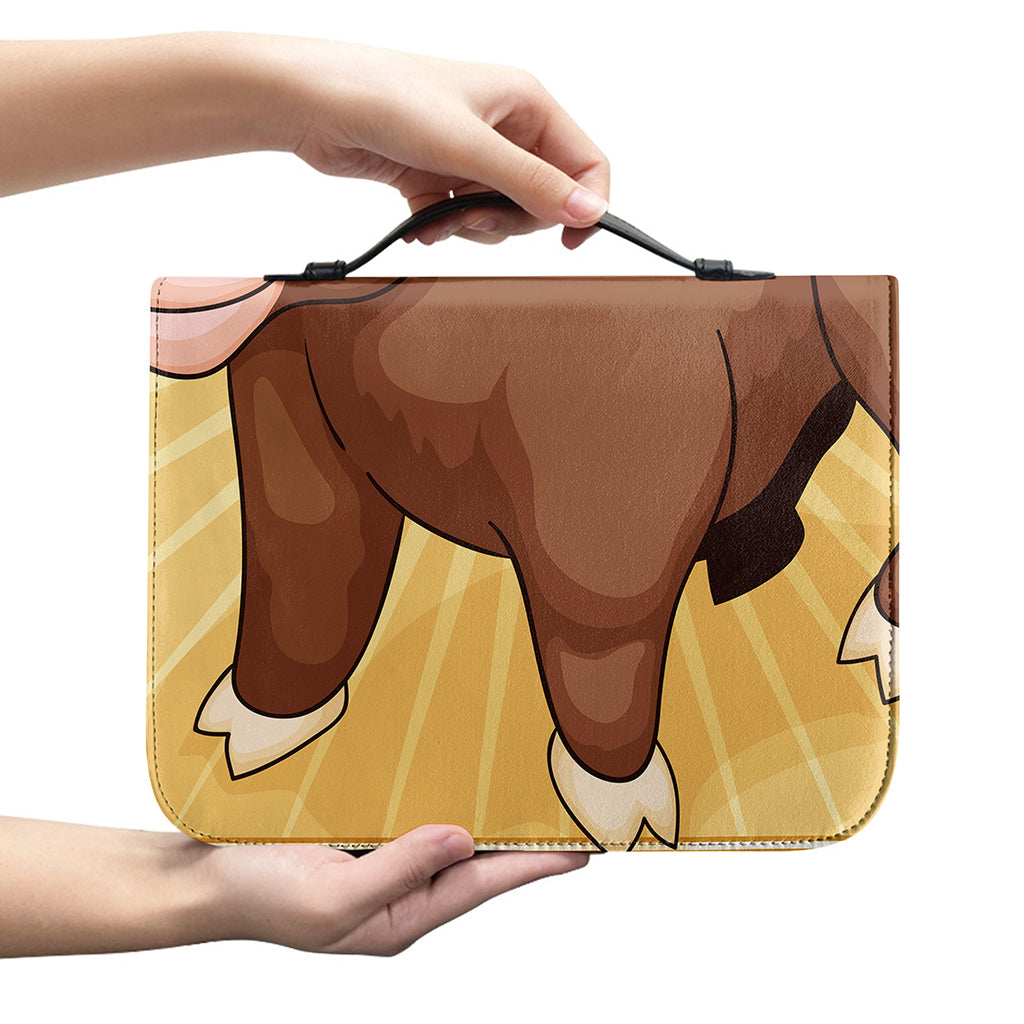 Cute Chinese Ox Zodiac Print Leather Bible Cover