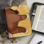 Cute Chinese Ox Zodiac Print Leather Bible Cover