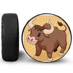Cute Chinese Ox Zodiac Print Leather Spare Tire Cover