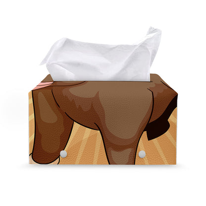 Cute Chinese Ox Zodiac Print Leather Tissue Box Cover