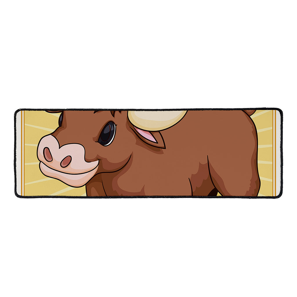 Cute Chinese Ox Zodiac Print Long Kitchen Mat