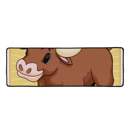 Cute Chinese Ox Zodiac Print Long Kitchen Mat