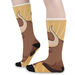 Cute Chinese Ox Zodiac Print Long Socks