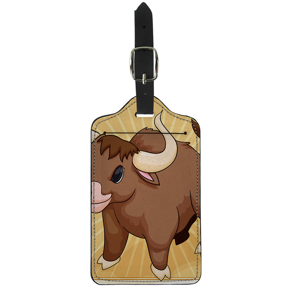 Cute Chinese Ox Zodiac Print Luggage Tag