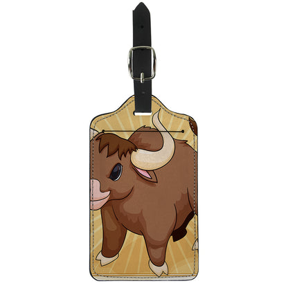 Cute Chinese Ox Zodiac Print Luggage Tag