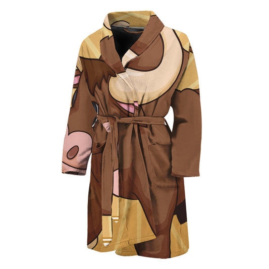 Cute Chinese Ox Zodiac Print Men's Bathrobe